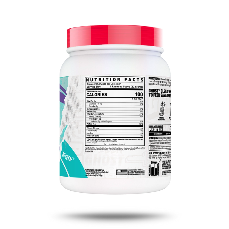 GHOST CLEAR WHEY ISOLATE PROTEIN POWDER 1.4LB
